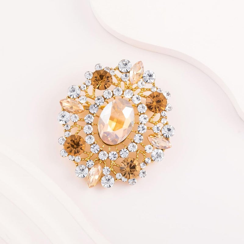 LAXPICOL Vintage Clear Austrian Crystal Brooch Pin for Women Elegant Wedding Bridal Brooches Broach Pin 1.69"*1.39" - Image 4